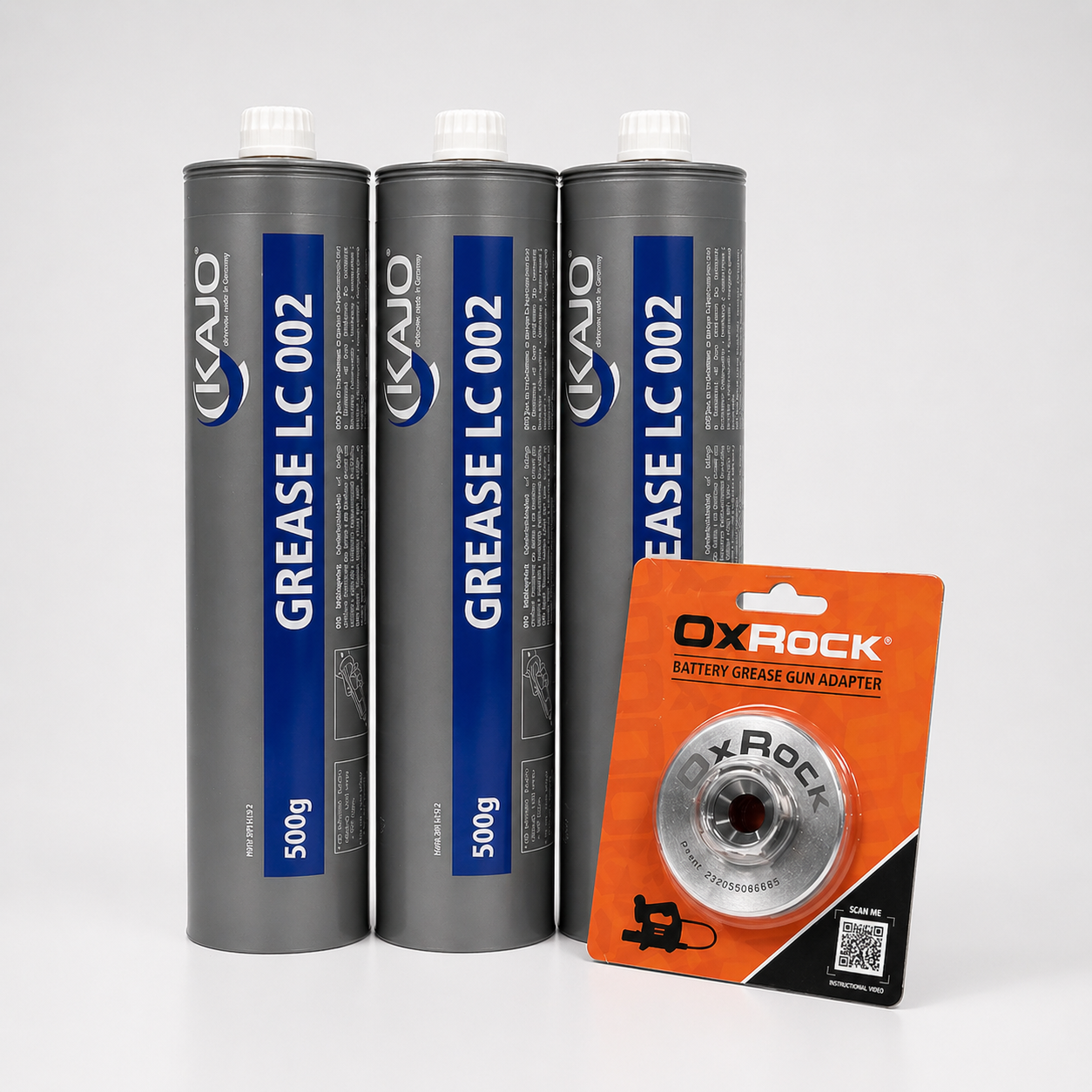 Starter Kit - x3 LC002 500g Grease Tubes & x1 OxRock Adapter